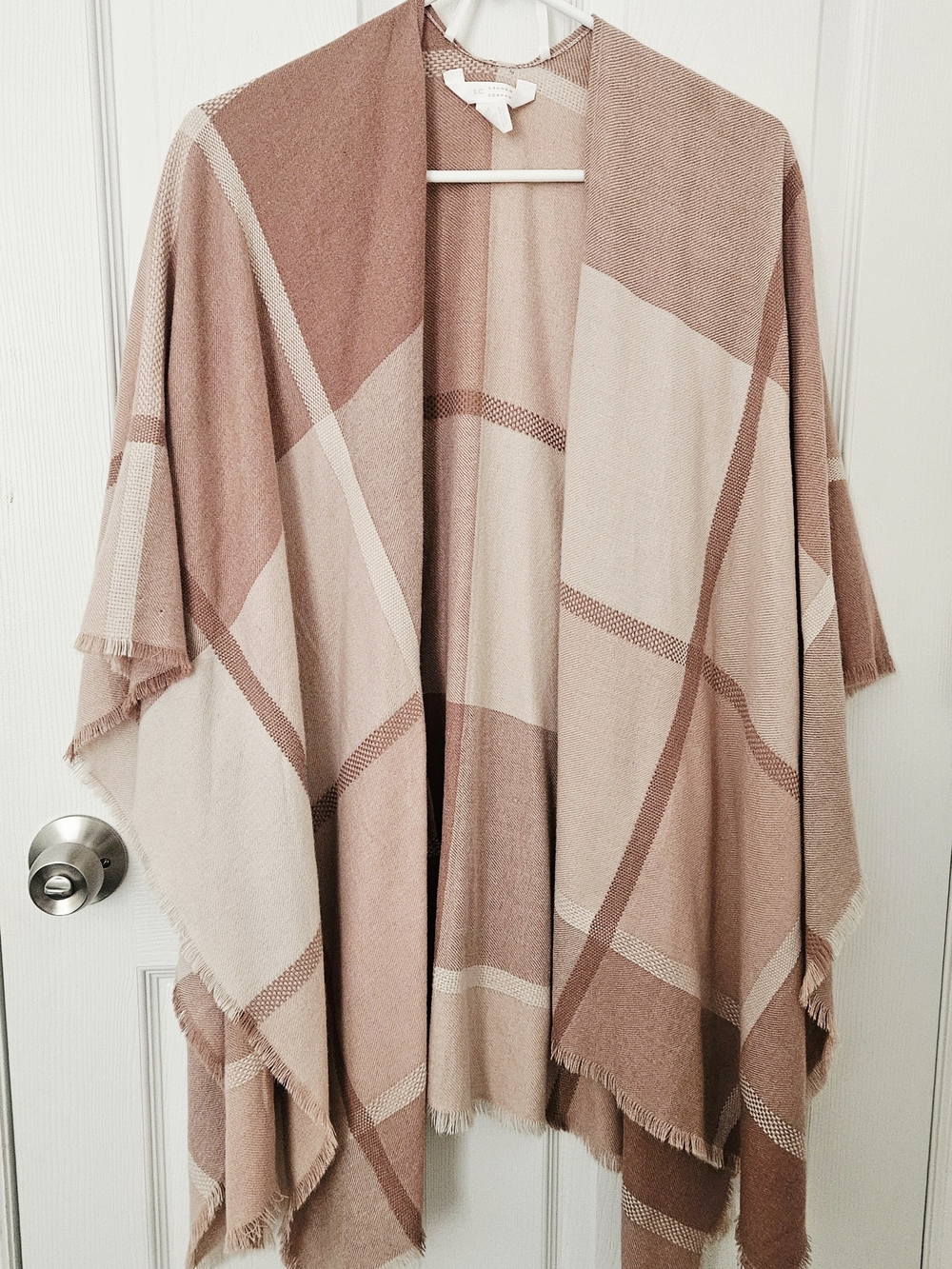 LC Lauren Conrad Pinks and Cream Plaid Wrap Poncho